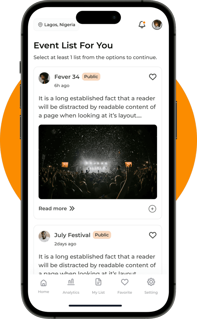 Curate, connect & share events, generate personalized event lists and get events notifications and reminders